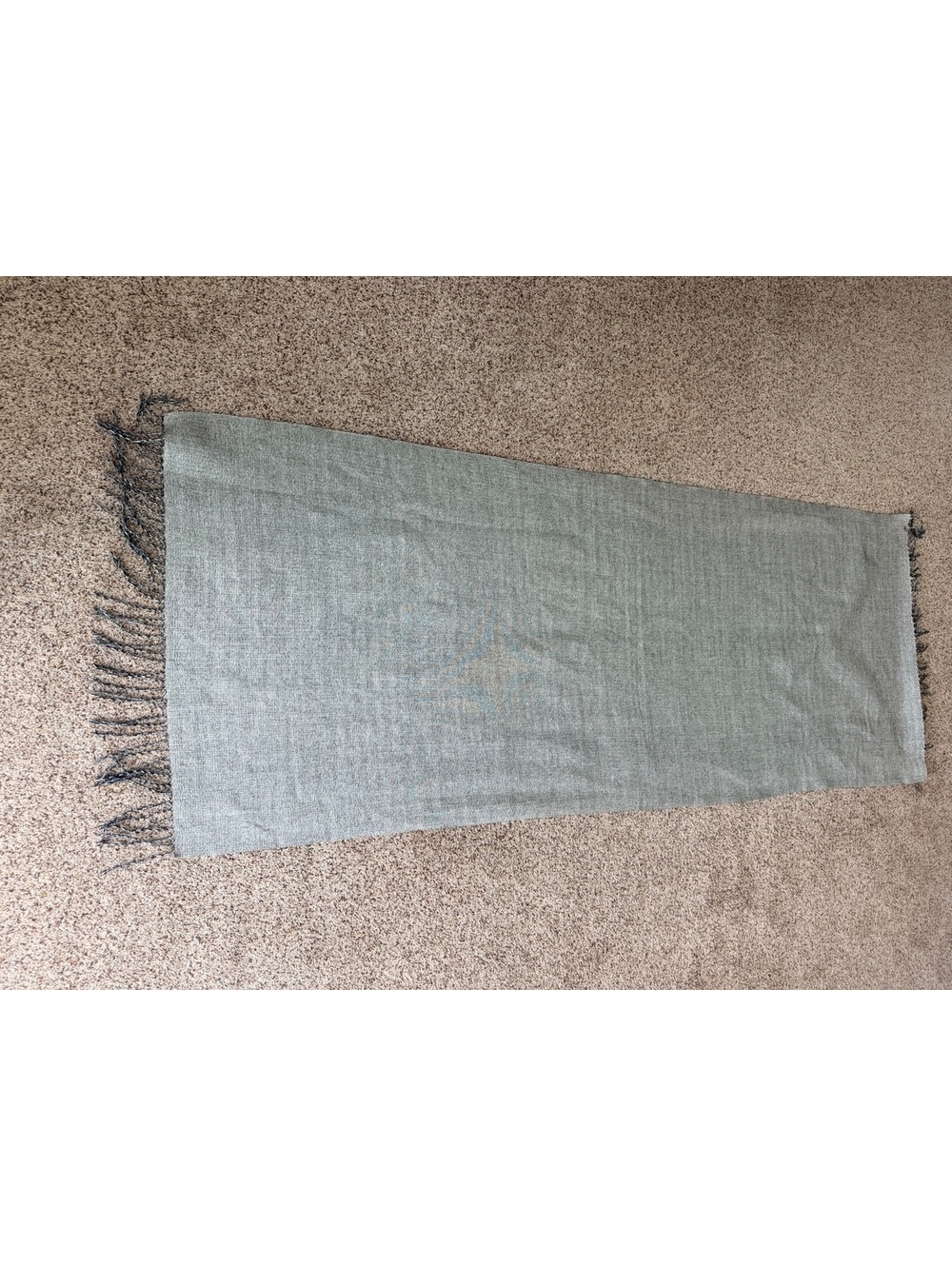 Underson Cashmere Wool Shawl Quiet Luxury Clean Girl Reversible Gray Wrap Scarf - Picture 3 of 6